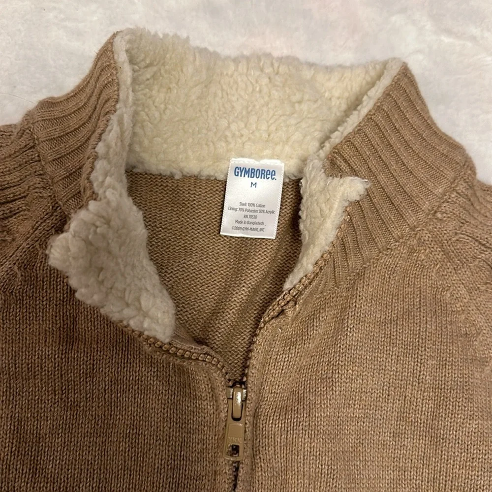 GYMBOREE 2009 MOUNTAIN LODGE KHAKI ZIP CARDIGAN SWEATER 7 8 LIKE NEW